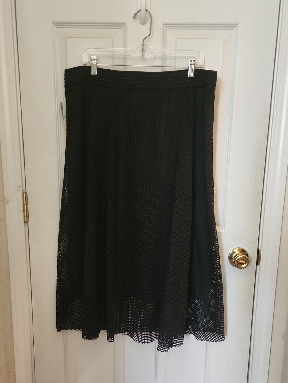 Alfani Black A-Line Skirt With Mesh Overlay